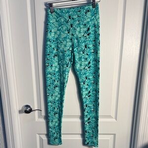 LuLaRoe Floral Teal Leggings One Size NWOT